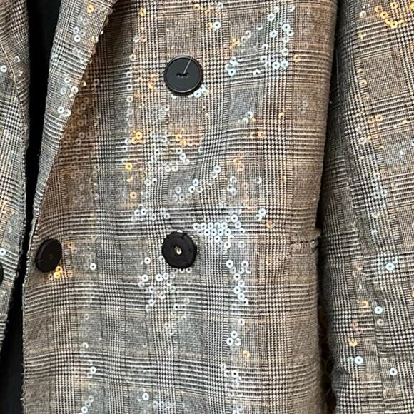 Anthropologie Maeve Double-Breasted Sequin Blazer wedding Night Out Size 6P - Picture 3 of 9